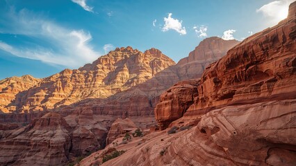 Naklejka premium Magnified perspective of textured sandstone mountains in a dry terrain