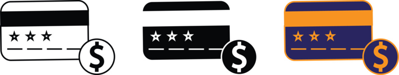 Credit card with star rating icon representing online shopping, reward points, and membership, transparent background