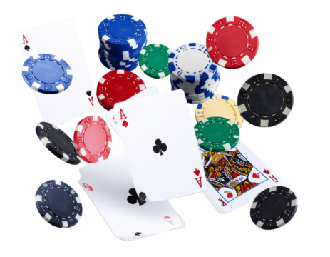 Floating Traditional Card Game Elements, Isometric Layout, isolated transparent background png