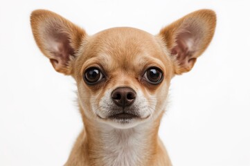 Obraz premium Tiny chihuahua standing alone against a plain white backdrop