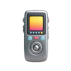 Fototapeta premium Digital Music Player with Gradient Screen Silver Chrome Retro Design on Transparent Background