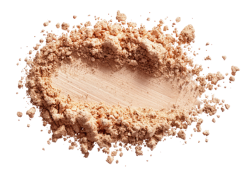 Light beige powder spills outward, creating a hollow center