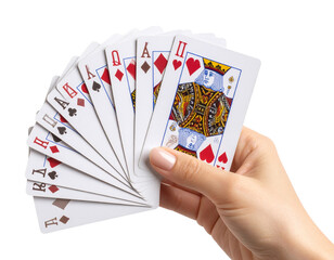 Magician&rsquo;s Hand Performing Card Trick, Front View, isolated transparent background png
