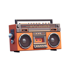 Fototapeta premium Orange Retro Boombox Isolated on Transparent Background Classic Stereo Music Audio Player for Entertainment with Cassette Tape Recorder
