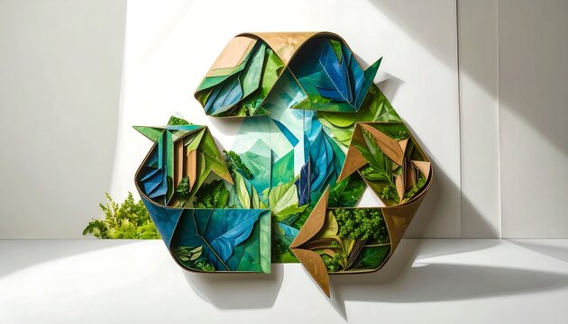 Recycled art symbol, nature inspired