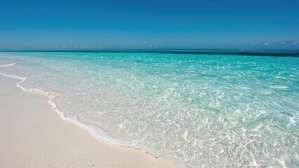 Fototapeta premium Vibrant turquoise sea meeting an immaculate white beach