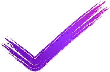Neon Purple Check Mark Brush Stroke Isolated on Transparent Background