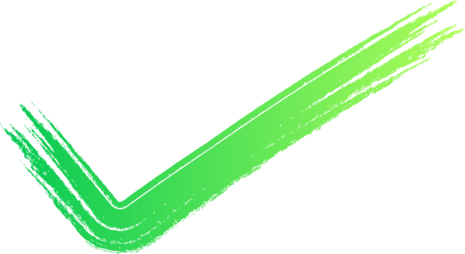 Green Check Mark Brush Stroke Isolated on Transparent Background