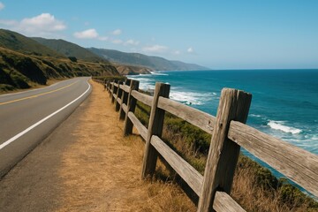 Obraz premium Timber boundary beside oceanfront street