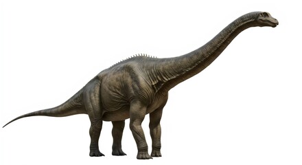 Detailed Prehistoric Diplodocus Fossil Skeleton Displayed Against White Backdrop