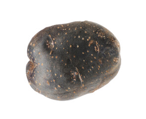 One whole purple potato isolated on white