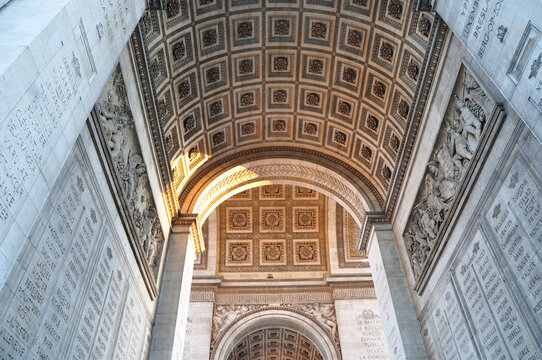 Vault of Arc de Triomphe, Paris at sunset