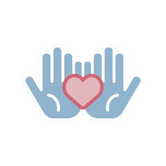 手とハートのアイコンイラスト