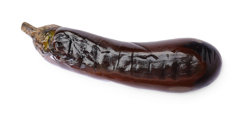 Slice of grilled eggplant isolated on white, top view