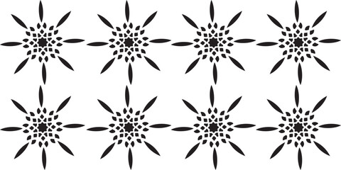 Repeating Black and White Starburst Pattern Design.