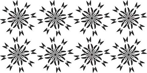 Intricate Black and White Geometric Starburst Pattern Design.