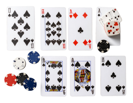 Solitaire Cards in Cascade Arrangement, Side Angle, isolated transparent background png