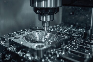 The CNC milling device shaping the mold segment using a radius end mill tool during rough machining.