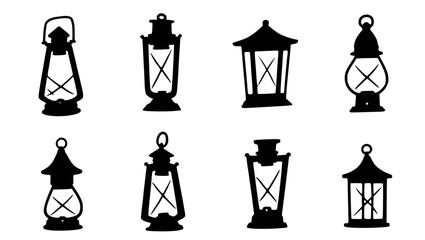 A collection of vintage oil lanterns, intricately designed. Ideal for adding a touch of vintage elegance to any project. The image provides a selection of different lantern designs.