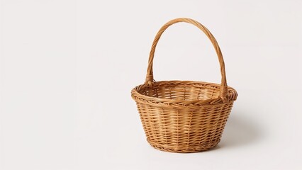 Obraz premium White background featuring a wicker basket with a handle
