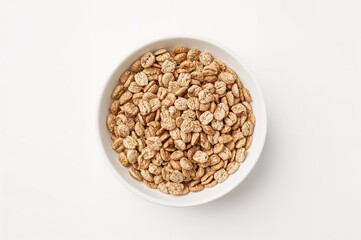 Healthy breakfast with fresh milk and whole grain cereals on a white background
