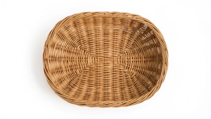 Overhead perspective of a woven basket against a plain white backdrop