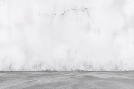 Abstract rough white wall texture with a plain concrete floor background