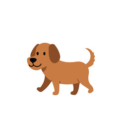 Dog walking. Cute vector illustration of a cartoon puppy in the white background