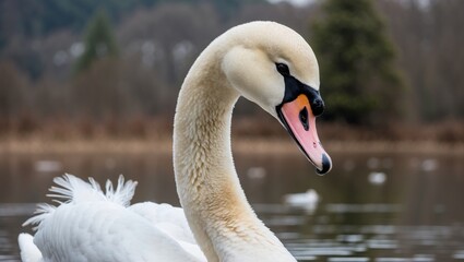Fototapeta premium Damage to the wing feathers of the whooper swan