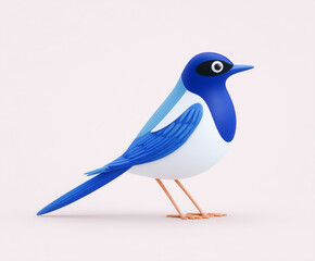 Obraz premium A blue and white cartoon bird