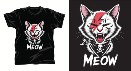 Cat graphic vector T shirt design print.