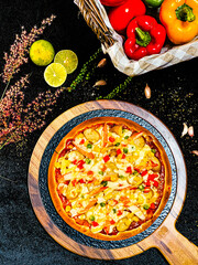 Crab stick cheese pizza with melted mozzarella, savory and delicious.