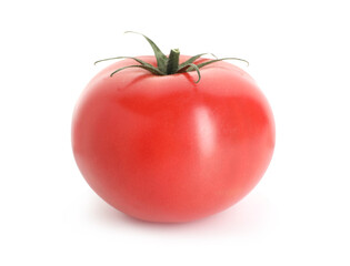 One ripe red tomato isolated on white