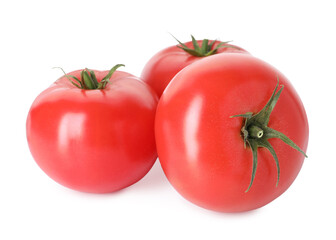 Many ripe red tomatoes isolated on white