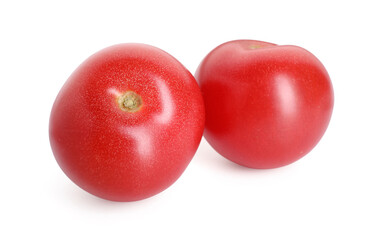 Two ripe red tomatoes isolated on white