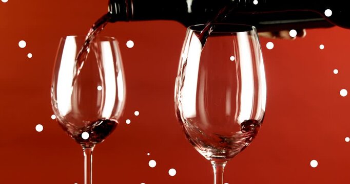Animation of spots at christmas and glasses of wine