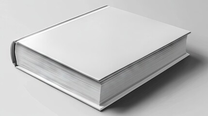 Blank white book on a plain white surface