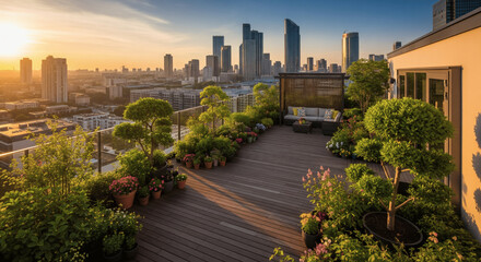Rendering of Rooftop Garden with City View