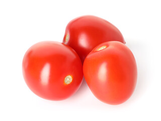 Many ripe red tomatoes isolated on white