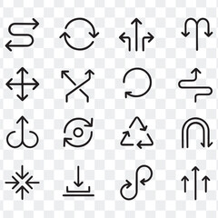 Stroke Arrow and Directional Line Icons Set