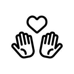 手とハートのアイコンイラスト