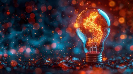 Vibrant spectrum surrounding a radiant light bulb illuminating the surrounding space