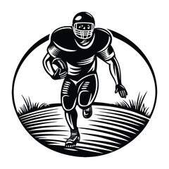 A dynamic silhouette of an American football player in action, capturing the energy, strength, and focus of the game against a clean, bold background.
