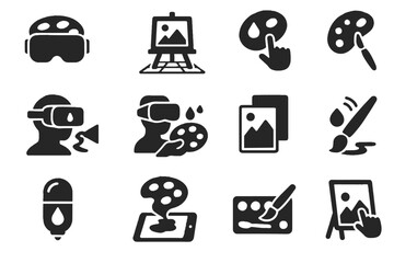 Vector icon art tool ar augmented canvas palette immersive nano brush smart