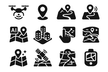 Satellite map pad icons vector aerial immersive mapping navigation icon smart interface