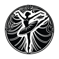 Elegant dancer in a graceful ballet pose silhouette, capturing balance, poise, and timeless beauty in motion—perfect for art, dance, and performance-inspired designs.
