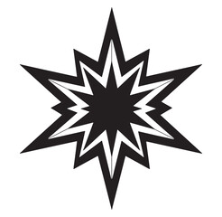 Black and white starburst explosion illustration for graphic design and vector visuals