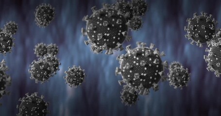 Animation of virus cells over shapes - Powered by Adobe