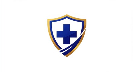 Fototapeta premium Health Insurance Badge Emblem Featuring Protective Shield Icon on White