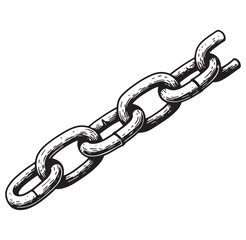 Obraz premium Hand drawn illustration of a strong metallic chain link isolated on a white background